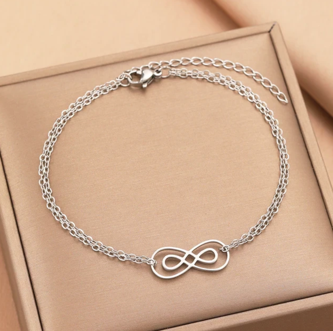 Dubbele oneindigheid armband in Sterling Zilver 925